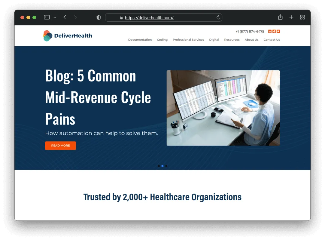 Screenshot of Deliver Health project
