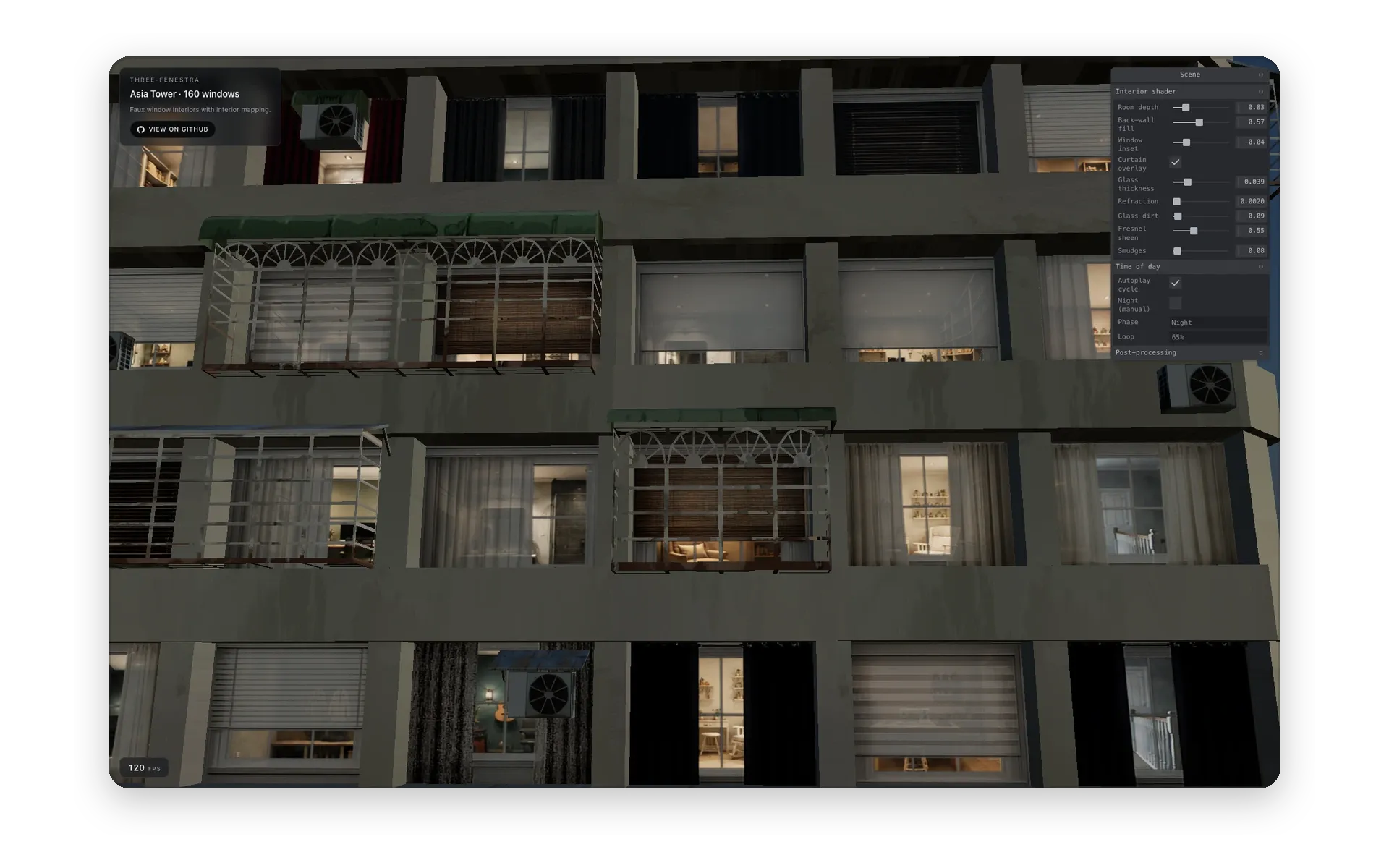Screenshot of three-fenestra project