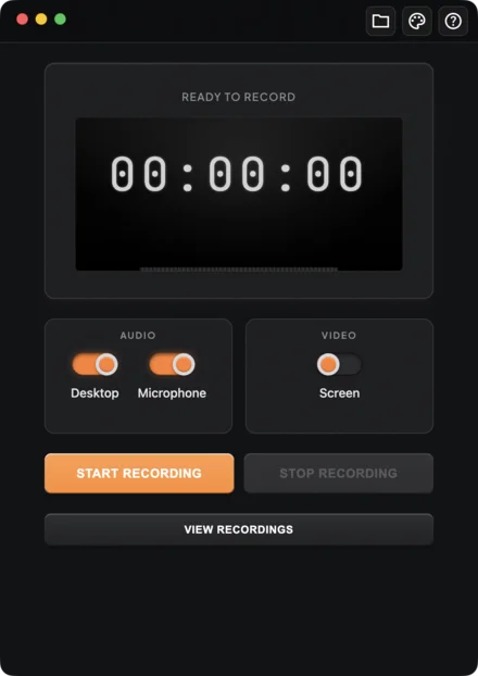 The default theme, warm orange on dark hardware